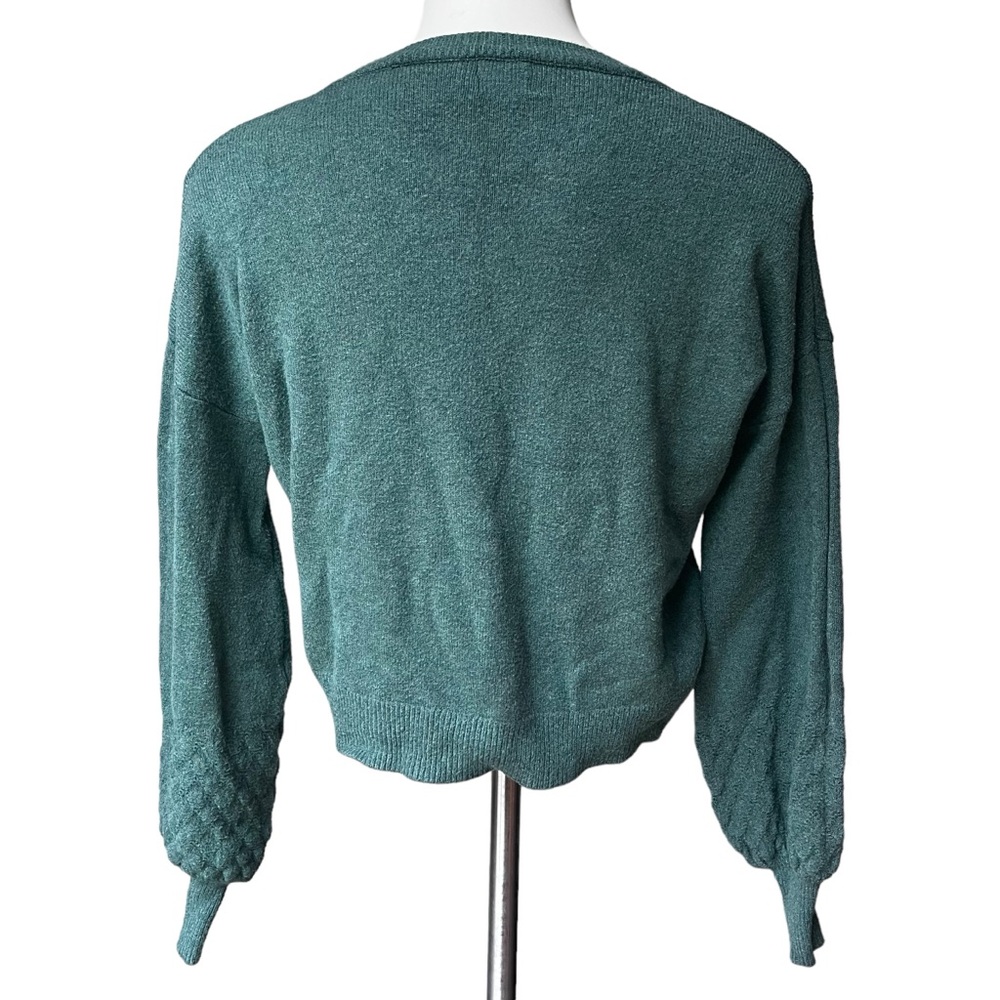 Dreamers by Debut Crewneck Cropped Green Sweater, Sz XS - Picture 2 of 14